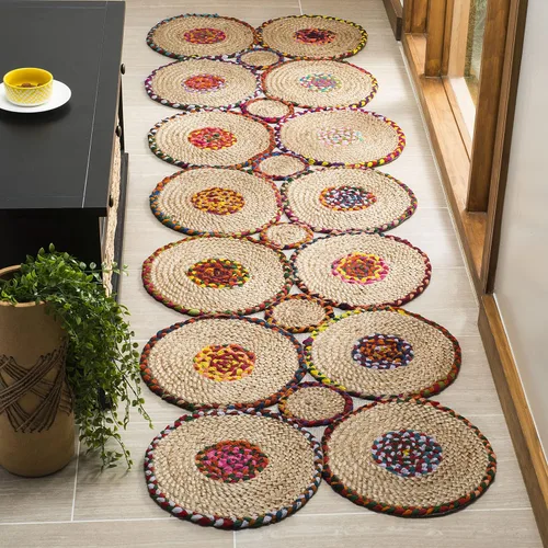 SAFAVIEH Cape Cod Collection - Alfombra de pasillo, 2 pies 3 pulgadas x 8 pies, color rojo y natural, hecho a mano, bohemio trenzado de yute y