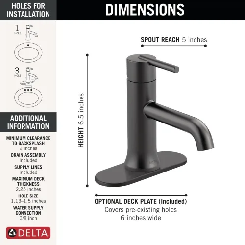 Miniatura 5 de Llave Delta Faucet, 559LF-BLMPU Mate negro