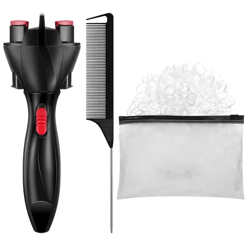 Trenzador automático de cabello con 800 mini bandas de goma, peine de cola, máquina de trenzado electrónico, herramienta de peinado con rodillo para