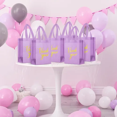 Miniatura 4 de Sweetude 30 Bolsas de Regalo de Agradecimiento con Asas a Granel Bolsa de Dulces Reutilizable No Tejida Plegable Bolso de Mano para Regalos
