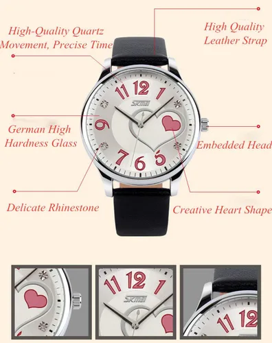 Miniatura 5 de IJAHWRS Reloj analógico para mujer, reloj de pulsera de cuarzo para mujer, correa de cuero, cara grande, divertido y lindo reloj
