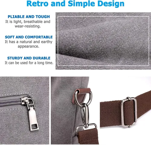 Miniatura 6 de DOURR Hobo - Bolsos cruzados de lona para mujer, bolso cruzado de moda de algodón