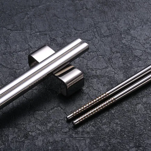 Miniatura 5 de Devico Palillos metálicos, palillos de metal, juego de palillos de acero inoxidable 18/10, reutilizables, aptos para lavavajillas (5 pares)