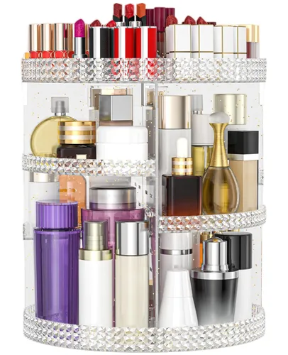 Miniatura 15 de Organizador de maquillaje giratorio de 360 grados para tocador, organizador de belleza de capacidad extra grande, organizador de perfume DIY