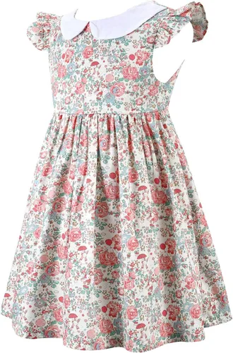 Miniatura 2 de Vestido casual de algodón con estampado floral vintage para niñas 2T-12, para primavera, verano, otoño, ropa de Pascua