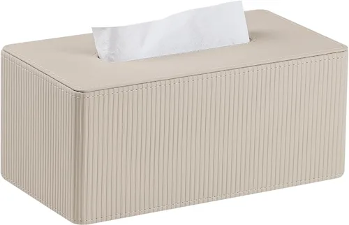 Funda de caja de pañuelos de cuero sintético PU rectangular con cierre magnético, soporte de caja de pañuelos moderno para mesitas de noche de baño