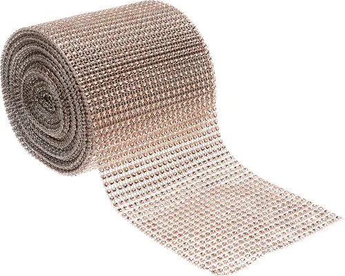Miniatura 10 de Cinta de malla de diamantes de imitación de calidad suprema, rollo brillante a granel para manualidades, decoración de fiestas, 24 filas, 1 rollo
