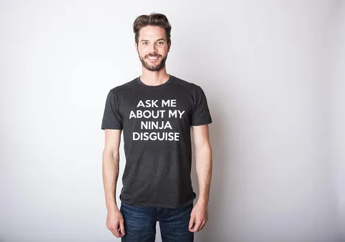 Miniatura 9 de Mens Ask Me About My Ninja Disguise Flip T Shirt Funny Costume Graphic Humor Tee