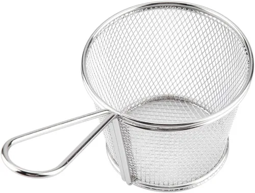 Miniatura 8 de Mini cesta para freír papas fritas, cesta de malla de alambre de acero inoxidable de 4 pulgadas para el hogar, cocina, colador de alimentos, papas
