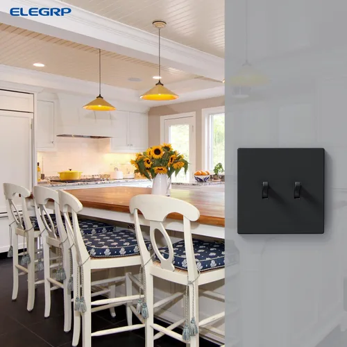 Miniatura 5 de ELEGRP Placas de pared de palanca de 2 segmentos sin tornillos, cubierta frontal termoplástica irrompible de tamaño mediano para interruptor de Mate