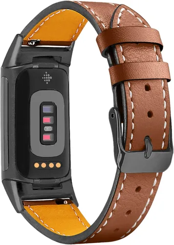Miniatura 7 de Replacement Leather Band Compatible for Fitbit Charge 2/5/6, Classic Genuine Leather Wristband for Men Women