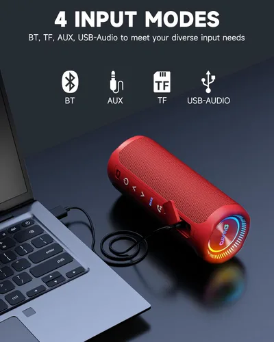 Miniatura 7 de OHAYO - Bocina Bluetooth 5.3, portátil inalámbrica, impermeable IPX7, sonido potente de 25 W, 24 horas de reproducción, emparejamiento dual, graves