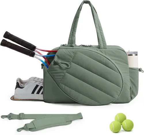 Miniatura 9 de BAGSMART - Bolsa de tenis y gimnasio para mujeres, con compartimento para 2 raquetas, compartimento para zapatos y bolsillo para cosas húmedas