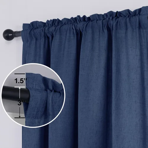 Miniatura 9 de KOUFALL Juego de 2 cortinas de puerta francesa, cortinas de lino para puerta/ventana, cortina transparente boho para cristal lateral delantero