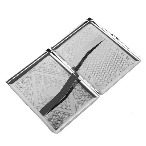 Miniatura 4 de Caja de cigarrillos grabada estilo victoriano soporte de metal para regular, king y 100's tamaño (plata grabada) RFID