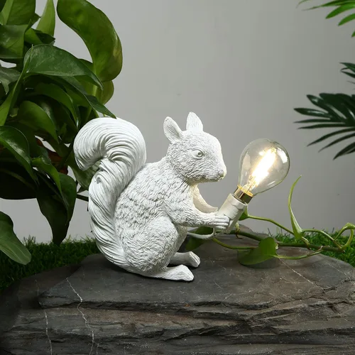 Miniatura 2 de MAYOLA Lámpara de mesa moderna de resina con ardilla, lámpara de escritorio, lámpara de iluminación LED de resina de ardilla para sala de estar