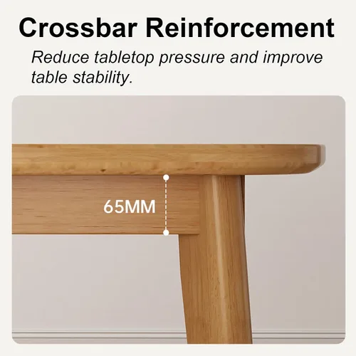 Miniatura 6 de Mesa de comedor rectangular de madera maciza, mesa de cocina rústica con almohadillas antideslizantes para los pies, estructura estable, adecuada