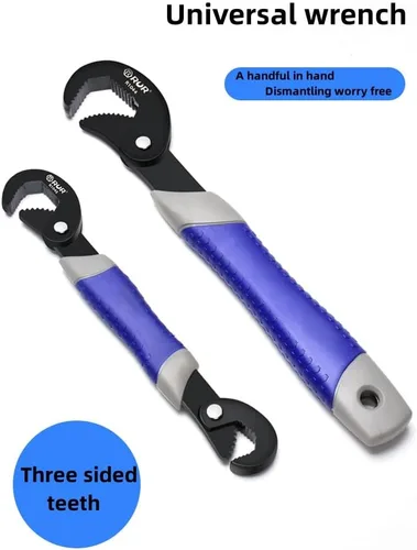 Miniatura 2 de Llave universal de dientes de tres caras, tubo multifuncional y llave ajustable, juego de extremo abierto grande y pequeño (multifuncional)