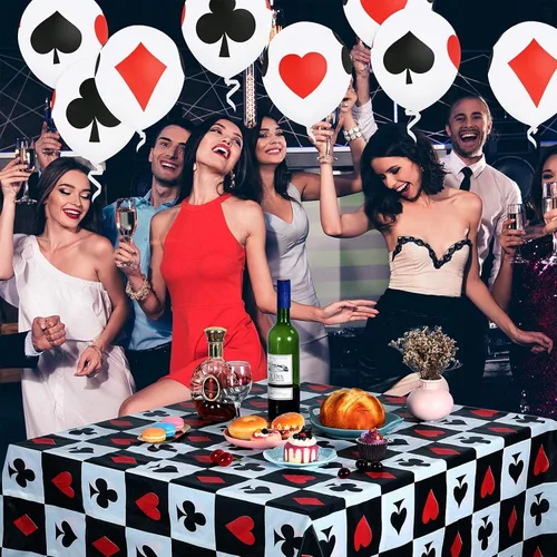 Miniatura 5 de 30 globos de casino para decoración de póquer, globos de 12 pulgadas, globos de látex para decoración de fiesta de cumpleaños de póquer de casino