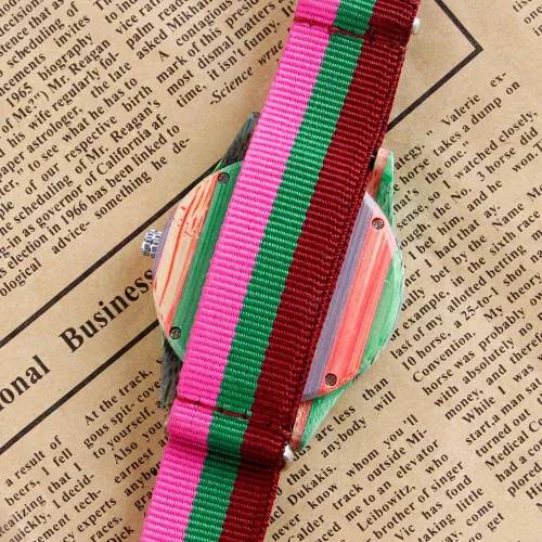 Miniatura 6 de Relojes de madera para hombre, hechos a mano, coloridos, de madera de bambú, analógico, de cuarzo, para hombre, reloj de madera