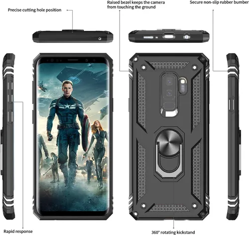 Miniatura 3 de LeYi Funda para Samsung Galaxy S9 Plus, Galaxy S9+ Plus con [paquete de 2] protector de pantalla curvado 3D, [grado militar] soporte de anillo
