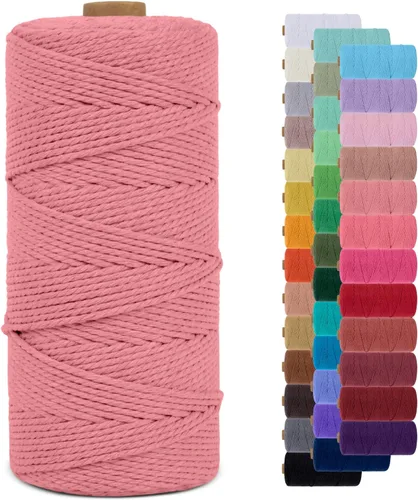 Miniatura 22 de Cuerda de macramé de 0.079 in para 219 yardas, cuerda de algodón natural para manualidades, hilo de cuerda de macramé de colores para colgar