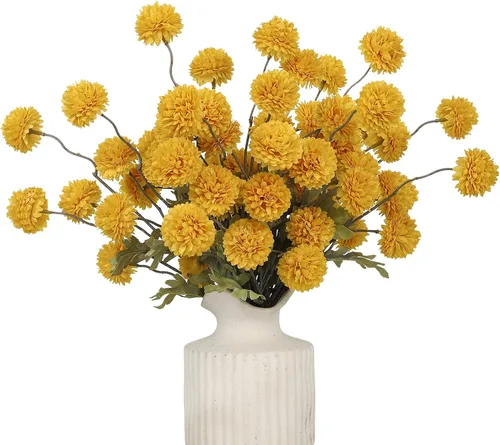 Miniatura 19 de DuHouse 6 piezas de flores artificiales de seda falsa pompón, mini rosa falsa pequeña con tallos para ramos de bodas, centros de mesa, jarrones, Café