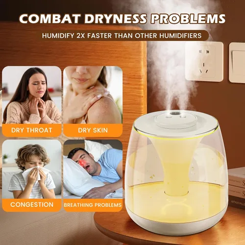 Miniatura 6 de Humidificadores para dormitorio, 3 L de llenado superior de niebla fría 40 horas de tiempo súper largo, 23 dB silencioso, humidificador de bebé