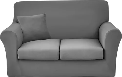 Miniatura 23 de JQinHome Funda elástica para sofá de 2 piezas Fundas para sofá, funda para sillón con funda de cojín separada para silla, protector de muebles