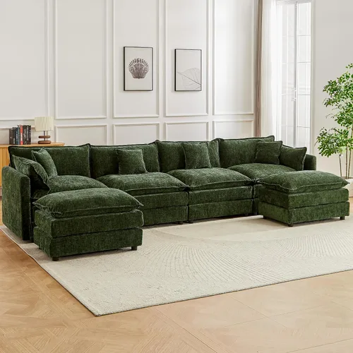 Miniatura 27 de Sofá modular seccional, juego de sofá en forma de L de 77 pulgadas con reposabrazos, cómodos sofás de nube de 2 plazas para sala de estar