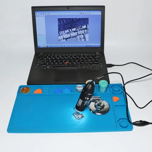 Miniatura 6 de Kit de accesorios para microscopio ajustable, 1600X, microscopio digital, cámara de microscopio electrónico, 8 luces LED, lupa de zoom