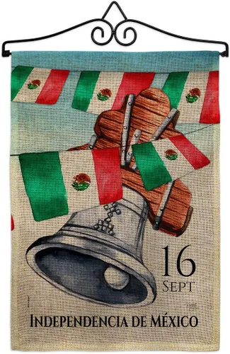 Miniatura 12 de Bandera de jardín del Día de la Independencia de México, nación regional, internacional, país, área particular, pequeña, decorativa, regalo, patio