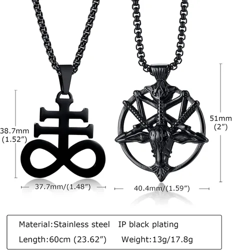 Miniatura 5 de Collar de Satán con dije de cabeza de cabra baphomet, collar de iglesia de Satanás, sello de baphomet, cabra satánica de Mendes, cabeza de cabra