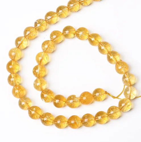 Miniatura 5 de 60 cuentas de citrino natural de 0.236 pulgadas para hacer joyas, piedras preciosas redondas sueltas y collares