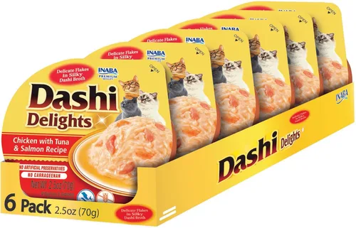 Miniatura 18 de INABA Dashi Delights para gatos, guarnición de pollo desmenuzado con caldo de hojuelas de bonito, complemento de comida para gatos con taurina