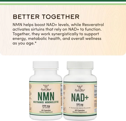 Miniatura 5 de Suplemento NMN - 99% de pureza probada - 125 mg por cápsula de mononucleótido de nicotinamida, 60 cápsulas, por Double Wood Supplements