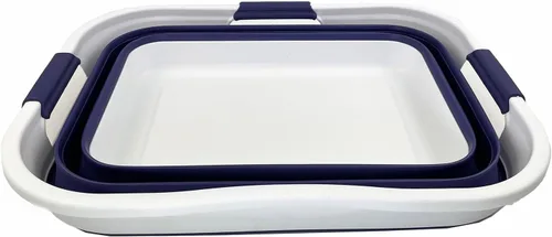 Miniatura 3 de SAMMART Cesta plegable de plástico de 30 L (8 galones) para lavandería, contenedor de almacenamiento plegable y organizador, tina de lavado