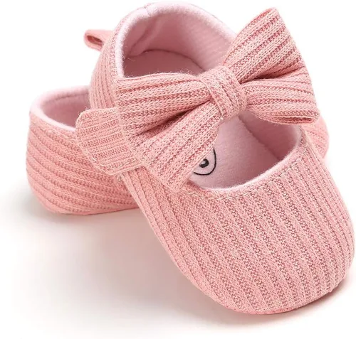 Miniatura 5 de Zapatos planos Mary Jane para bebés y niñas con lazo y flores, vestido de princesa, para boda, zapatos de ballet antideslizantes para niños pequeños