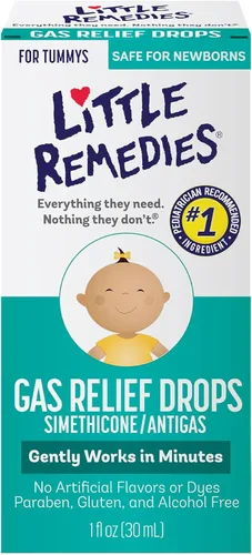 Little Remedies Gotas de alivio de gas | Sabor natural de bayas | 1 onza. Paquete de 1 | Funciona suavemente en minutos | Seguro para recién nacidos