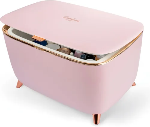 Cooluli Glam Mini Refrigerador para el Cuidado de la Piel de 9L - Mini Refrigerador Rosa para Accesorios de Cuidado de la Piel, Maquillaje, Blanco