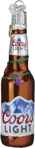 Miniatura 13 de Old World Christmas Botella de luna azul soplado adorno para árbol de Navidad, decoración navideña hecha a mano, colección de cerveza