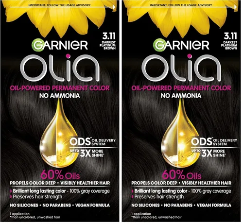 Miniatura 24 de Garnier Olia Tinte para el cabello permanente rico en aceite de color brillante sin amoníaco, 5.0 marrón medio (paquete de 2) tinte para el cabello