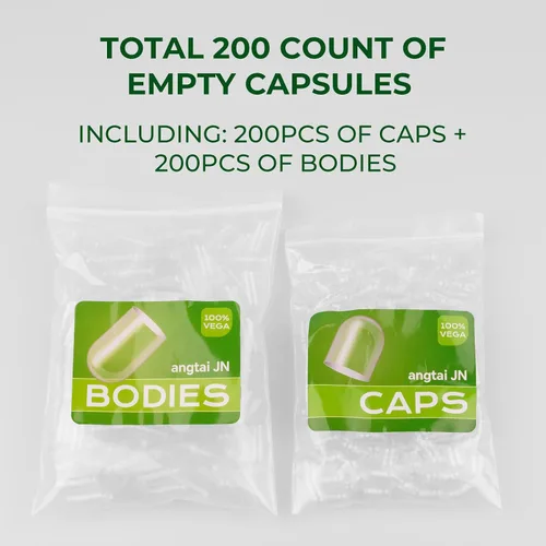 Miniatura 2 de Cápsulas veganas separadas tamaño 0 cápsulas vacías a base de plantas transparentes (200 cápsulas + 200 cuerpos), sin gluten, sin OMG, kit