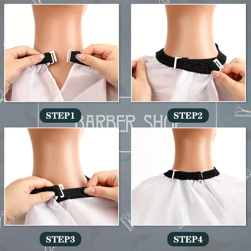 Miniatura 5 de FEBSNOW Capa de peluquería profesional blanca para corte de pelo con cuello ajustable y cepillo de plumero para el cuello, suministros de peluquería