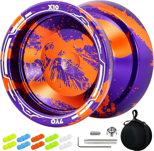 Miniatura 14 de X6 Yoyo profesional de trucos para niños y principiantes, Yoyo 6061 Responsive Yoyos de aleación de aluminio con rodamiento KK, eje, bolsa, 10