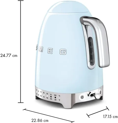 Miniatura 5 de SMEG Hervidor eléctrico de temperatura variable 1.7L (7 tazas), hervidor de té y café de acero inoxidable, hervir rápido, temperatura ajustable