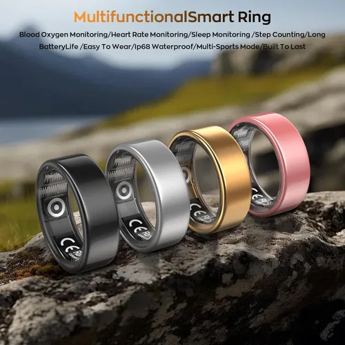 Miniatura 6 de Anillo inteligente con monitoreo del sueño, contador de pasos, frecuencia cardíaca, oxígeno en sangre para iOS y Android, sin cuota de suscripción