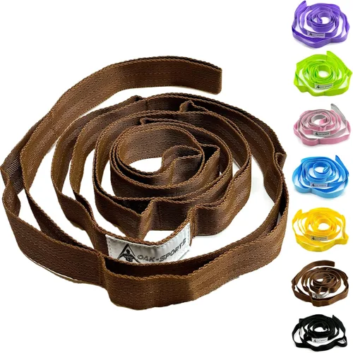Miniatura 22 de Correa de estiramiento con bucles para yoga, correa de estiramiento para terapia física, correa de ejercicio no elástica para pilates, danza y Negro