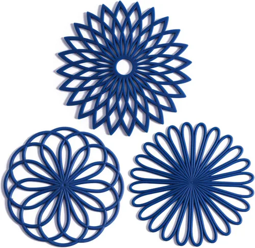 Miniatura 19 de Juego de 3 salvamanteles de silicona, almohadillas calientes para mesa y encimera, salvamanteles para platos calientes, antideslizantes y 2-GRIS
