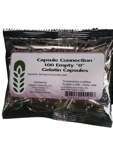 Miniatura 3 de Capsule Connection 1000 cápsulas vacías de gelatina a granel "0", hechas en Estados Unidos, bolsa resellable